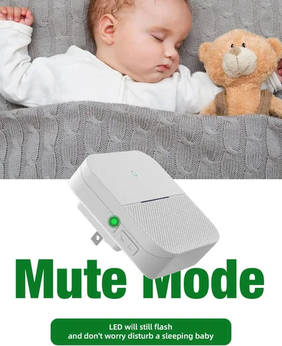 Vista 5 de AIDA Timbre inalámbrico iluminado para el hogar, timbre de batería impermeable inalámbrico de 1,000 pies, 5 niveles de volumen con 58 campanadas