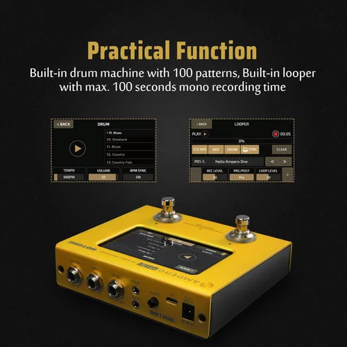 Vista 6 de HOTONE Procesador de múltiples efectos, pedal de guitarra, amplificador de bajo, modelado de gabinetes IR, simulación multiidioma estéreo, OTG