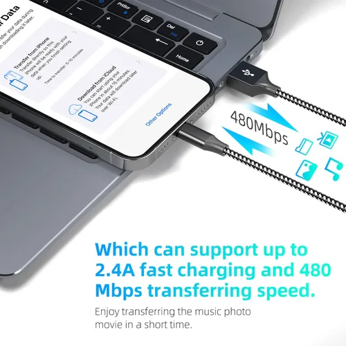 Vista 4 de Cargador para iPhone con certificación MFi de Apple, paquete de 3 cables Lightning de 10 pies de largo, carga rápida, sincronización de datos, cable