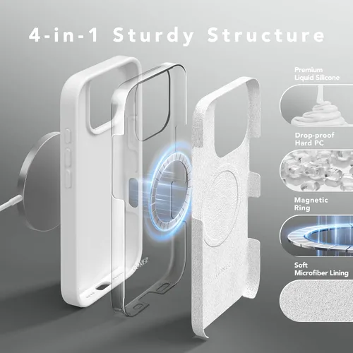 Vista 1646 de GONEZ Funda magnética para iPhone 14, compatible con Magsafe, con protector de pantalla + protector de cámara, forro de microfibra antiarañazos