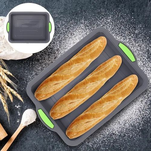 Vista 7 de BESTonZON Molde de silicona de 13 x 9 pulgadas resistente al calor, molde antiadherente para hornear multifunción, utensilios para hornear