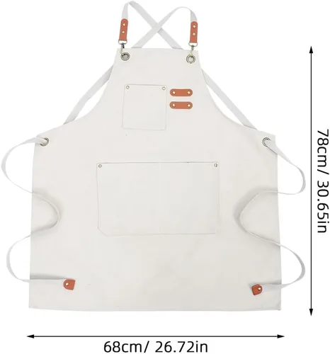 Vista 2 de Garneck Multi-pocket Kitchen Apron for Women Adjustable Waist Smock for Waitress and Cleaning Canvas Work Apron with Organized Pockets for Home and