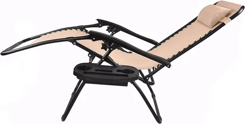 Vista 6 de BTEXPERT Sillas de malla de acero ajustables de gravedad cero para exteriores, patio, reclinable, playa, patio, jardín con bandeja de almohada