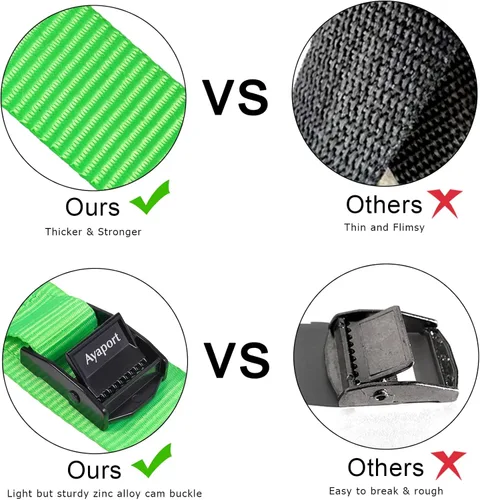 Vista 68 de Ayaport Correas de amarre con hebillas ajustables con hebilla de leva de amarre correa de cincha para embalaje negro, paquete de 4