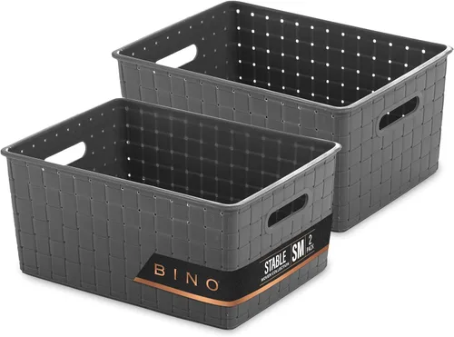 Vista 20 de BINO Cesta de Plástico, Pequeña Blanca, Paquete de 5 - Organizador de Gabinete Rectangular, Cesta de Almacenamiento Multiusos, Apta para Cajones
