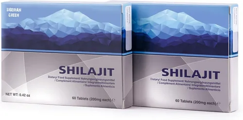 Vista 3 de Shilajit natural en tabletas, 2 paquetes de 60 tabletas (total 120 tabletas) etiqueta Golden Shilajit