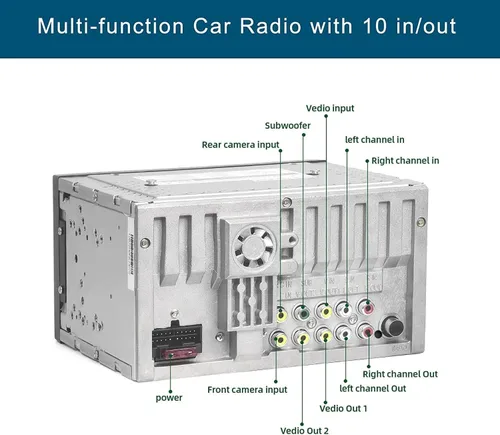Vista 4 de Estéreo de coche doble DIN con reproductor de CD/DVD Apple Carplay y Android Auto, radio de coche de 6.2 pulgadas con Bluetooth y cámara