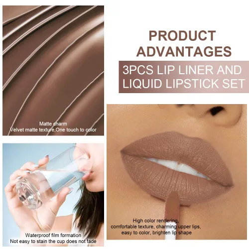 Vista 48 de evpct 1Pcs Lápiz de Labios Mate y Set de Lápiz de Labios Líquido para Mujeres, Lápiz de Labios Mate de Durazno Oscuro Púrpura, Resistente a Manchas