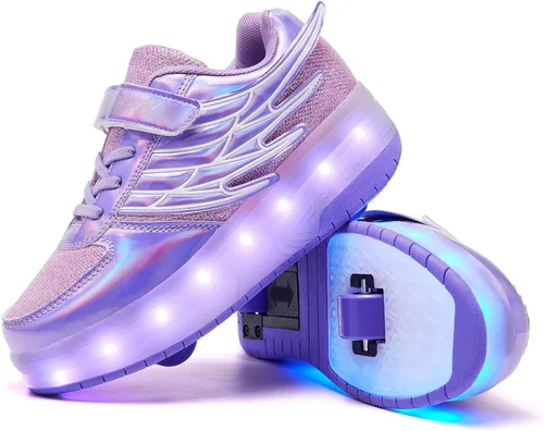 Vista 8 de Zapatillas de patinaje LED para niñas y niños con ruedas