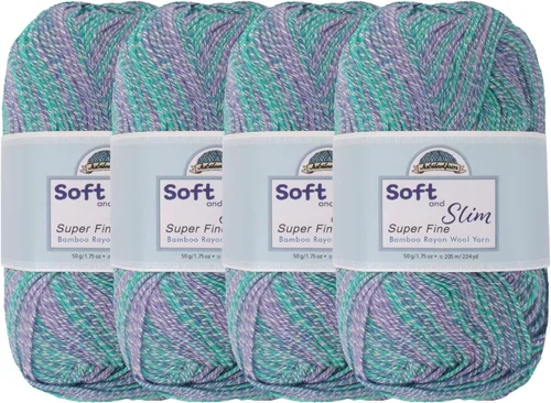 Vista 82 de JubileeYarn Hilo Suave y Delgado - 50g/madeja Mezcla de Rayón de Bambú y Lana - Pegaso - 2 madejas