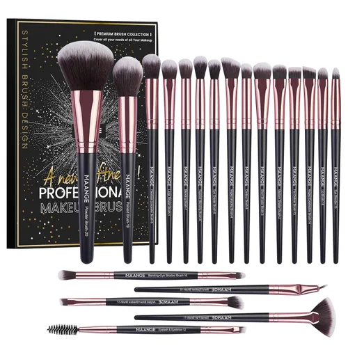 Brochas de maquillaje, 20 piezas de brochas de maquillaje profesional, juego de brochas de maquillaje para base de sombra de ojos, brocha de rubor