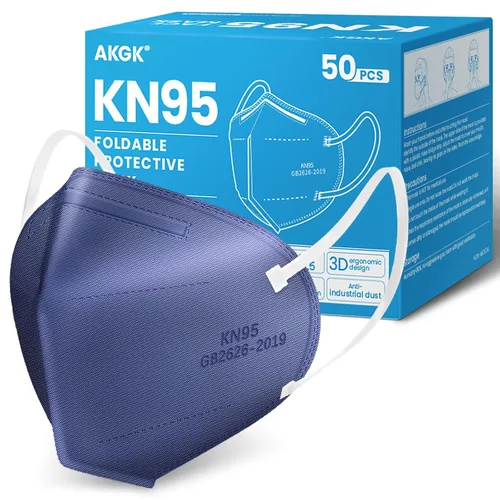 Vista 17 de 50 máscaras faciales desechables KF94 negras de seguridad de 4 capas