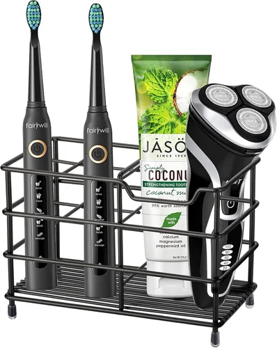 Urbanstrive Soporte para cepillo de dientes de baño de acero inoxidable 304 Soporte para pasta de dientes, organizador de accesorios de baño (negro,