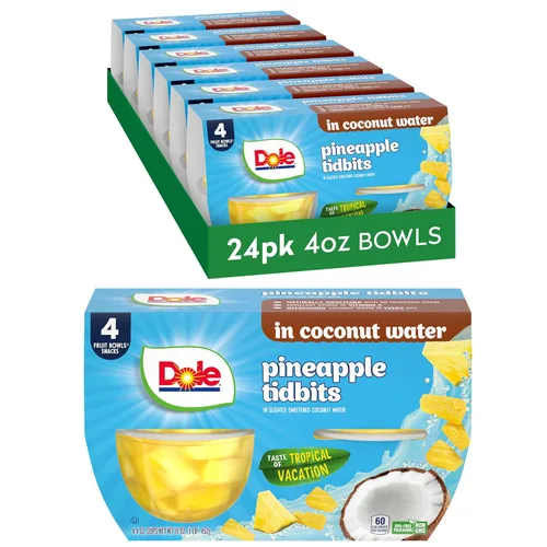 Vista 12 de Dole Trozos de Piña y Frutas Tropicales en Jugo 100% Pack Variado - Dole Cuencos de Fruta Snacks - Cuencos de 4 oz - Paquete de 12
