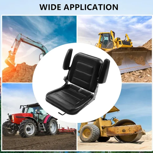 Vista 8 de Gdrasuya10 Asiento universal de tractor, negro, respaldo ajustable (30-180), puntos de masaje, material de PVC, compatible con la mayoría