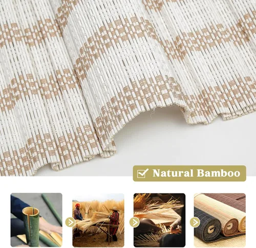 Vista 7 de LETAU Persianas romanas de madera sin cordón para ventana, persianas de bambú con filtro de luz para interiores, hogar, oficina, cocina, patrón 1