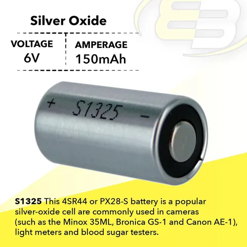Vista 2 de La batería de óxido de plata 6V S1325 reemplaza 4SR44, S28PX, V28PX, PX28