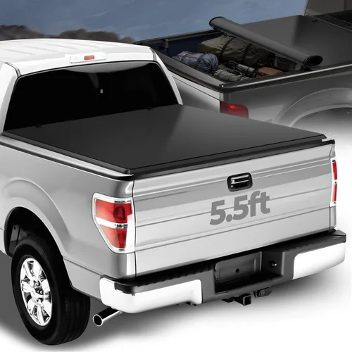 Vista 22 de Auto Dynasty FRP Cubierta rígida de tres pliegues para cama de camioneta compatible con Ford F-150 2004-2014, cama Fleetside de 5.5 pies/66