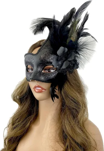 STORM BUY Disfraz de mujer y niña, máscara veneciana de plumas para mascarada, máscara de Halloween, Mardi Gras, fiesta de cosplay