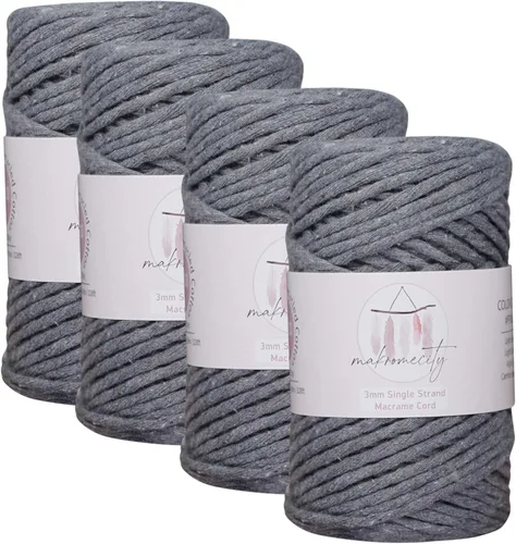 Vista 55 de Makromecity, Cordón de macramé de un solo hilo de 3 mm x 100 yardas (300 pies) de 3 mm de cordón de algodón azul bebé para arte y manualidades