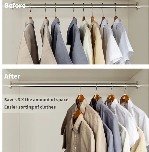 Vista 2 de 50 ganchos para colgar para colgar ropa, ahorro de espacio para ropa. Ganchos para colgar ahorran espacio. Gancho de conector para colgar perchas