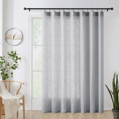 Vista 13 de FMFUNCTEX - Cortinas de puerta corrediza natural de 84" de lino transparente para sala de estar, divisor de 100" de ancho, cortinas extra anchas