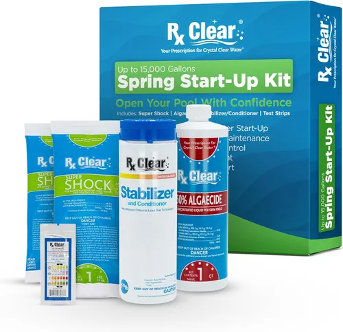 Rx Clear Kit de arranque de primavera | Productos químicos para abrir piscinas | Sobre el suelo o en tierra hasta 15,000 galones | Incluye