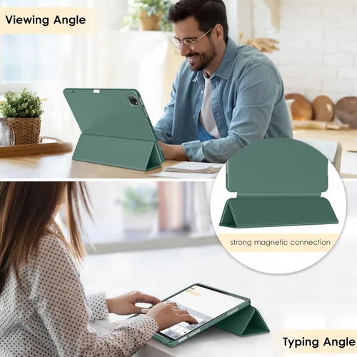 Vista 4 de DTTO Funda para iPad Air de 13 pulgadas M3/M2 2025/2024, Funda para iPad Pro de 12.9 pulgadas (6ª/5ª/4ª/3ª Gen), Funda Suave con Soporte Tríptico