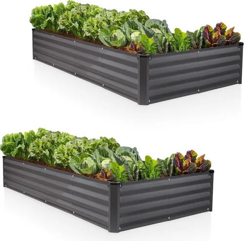 Vista 8 de Plant & Plot Camas de jardín elevadas galvanizadas para exteriores/ Jardinera elevada de 6 x 3 x 1 pie para jardinería, verduras, flores, caja