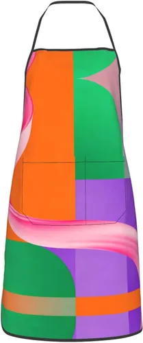 Color graphics Apron with Pockets - Waterdrop Resistant Aprons for Women Men Ideal Apron for Home and Restaurant Use