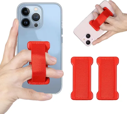 Vista 24 de Soporte de agarre para teléfono de mano, soporte universal para teléfono con correa para dedo, agarre para selfie compatible con la mayoría de 3