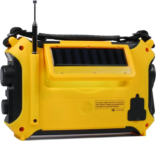 Vista 5 de Radio de alerta meteorológica Kaito KA500 de emergencia AM/FM/SW con 5 funciones Amarillo