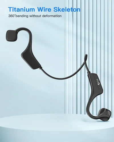Vista 8 de Auriculares de conducción ósea, auriculares deportivos inalámbricos Bluetooth con micrófono, impermeables, a prueba de sudor, para correr, ciclismo