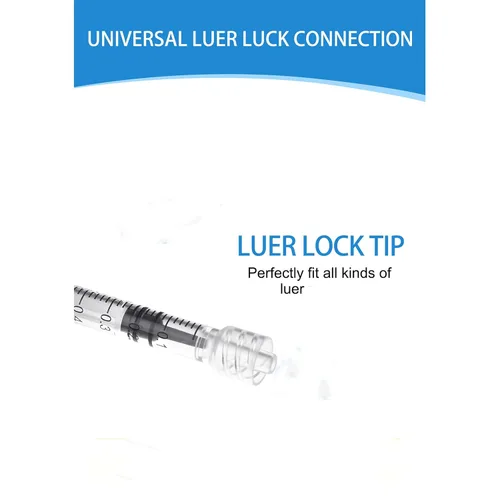 Vista 2 de Jeringa Luer Lock de 1 ml - Jeringas estériles desechables (paquete de 10), embalaje sellado individual