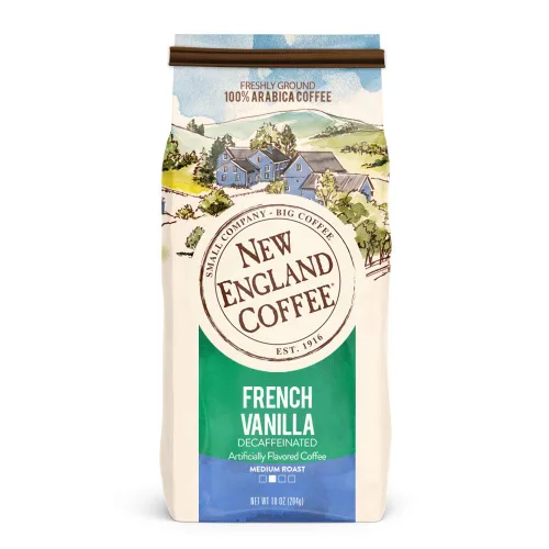 Vista 3 de New England Coffee Breakfast Blend - Café molido descafeinado tostado medio, bolsa de 10 onzas (paquete de 6)