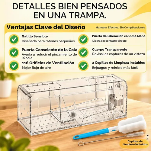 Vista 3 de Paquete de 4 trampas humanas para ratones vivos de interior que no matan
