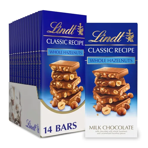Vista 13 de Lindt CLASSIC RECIPE - Barra de caramelo de chocolate blanco con galletas y crema, caramelo de chocolate blanco con piezas de galletas de chocolate