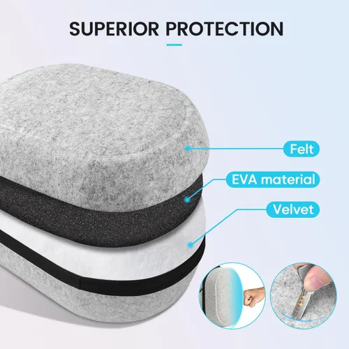 Vista 4 de Funda de transporte de gran espacio compatible con Meta Quest 3S/Quest 3/Quest 2/Vision Pro VR Gaming Headset Original/Elite y accesorios