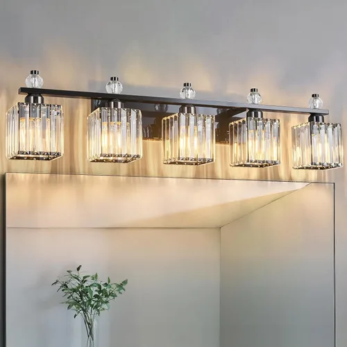 Vista 20 de Luces de Tocador de Baño 2-Luz Placado Negro Iluminación Moderna de Cristal para Tocador sobre Espejo Accesorios de Iluminación de Tocador
