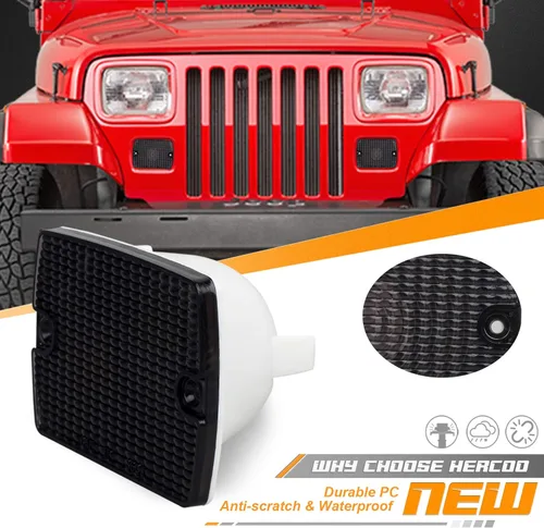 Vista 3 de HERCOO Conjunto de lentes de luces direccionales delanteras automotrices compatibles con Jeep Wrangler 1987-1993, paquete de 2