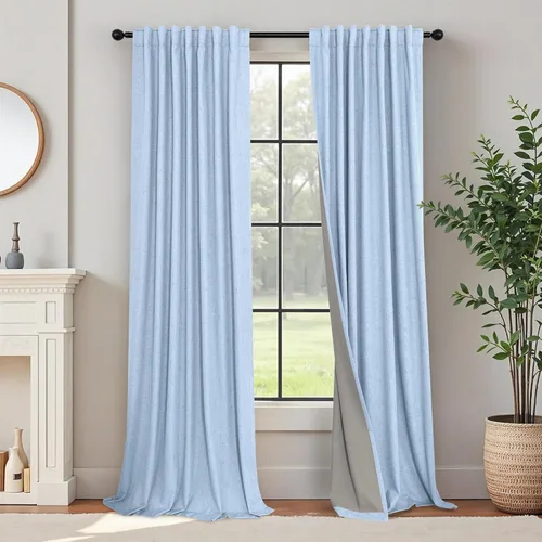 Vista 32 de Pitalk Cortinas cortas 100% opacas de lino para cafetería, 40 pulgadas de largo, 2 paneles, cortinas de puerta francesa para ventana, cortina