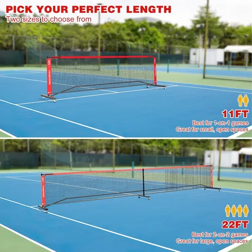 Vista 3 de Portable Pickleball Net Set with Wheels, Regulation Size 22 FT & Half Court 11 FT, Steady Metal Frame Pickle Ball Net Set System with Carry Bag for