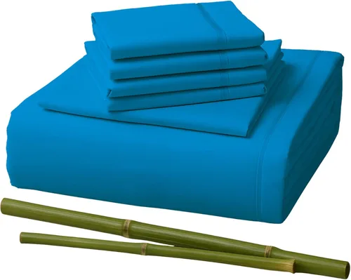 Vista 45 de Sacred Thread Juego de sábanas de 6 piezas de rayón derivado de bambú, juego de ropa de cama y fundas de almohada con bolsillos profundos, ropa