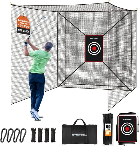 Storgem Red de Bateo de Golf con Red de Golpeo Extra, Marco NO Incluido, Red de Práctica de Golpeo de Golf Resistente, Jaula de Bateo en el Patio