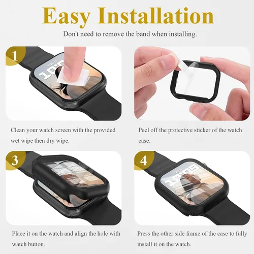 Vista 53 de Juego de 3 fundas compatibles con Apple Watch SE 3 Series 6/5/4 de 40 mm con protector de pantalla de vidrio templado, cubierta protectora