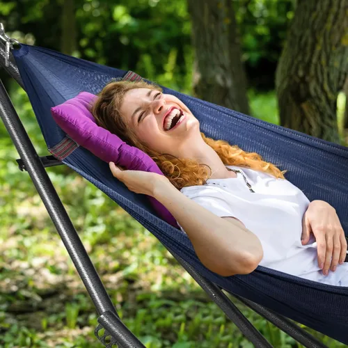 Vista 5 de Tranquillo Hamaca doble universal con soporte incluido para 2 personas/soporte plegable para hamaca de 600 libras de capacidad, estuche portátil