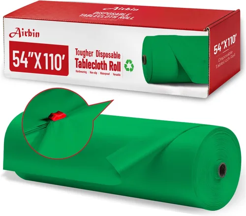 Vista 41 de Mantel de plástico, 110 pies x 54 pulgadas, mantel de plástico desechable, mantel negro de PEVA de alta calidad, impermeable con cortador, mantel