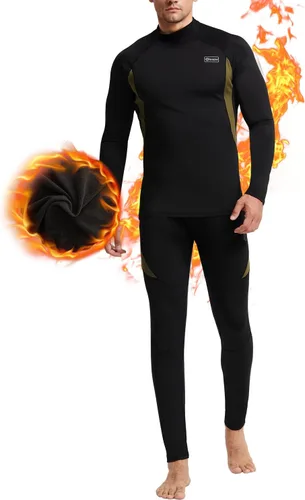 Vista 8 de CL convallaria Conjunto de ropa interior térmica para hombre con bragueta, capa base larga para invierno, equipo de caza, parte superior e inferior