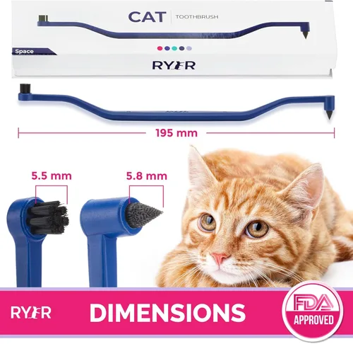 Vista 13 de RYERCAT Cepillo de dientes de doble cara para gatos, cepillo de dientes para gatito con micro cabeza para un ajuste personalizado, suministros