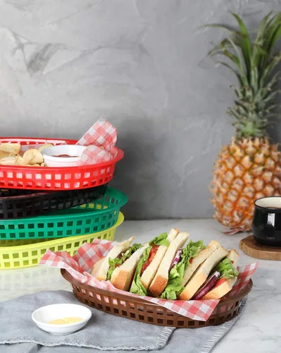 Vista 8 de New Star Foodservice 44065 - Cestas de comida rápida, 10.5 x 7 pulgadas, juego de 12, color rojo